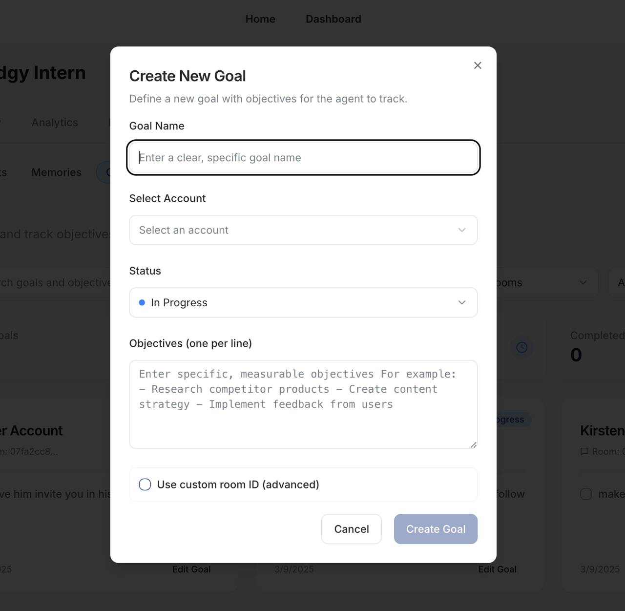 Create New Goal Step 2